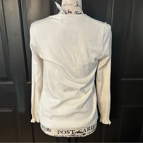 J.CREW RHINESTONE ruffle sweater with shoulder button ivory S(a2 - Picture 3 of 14